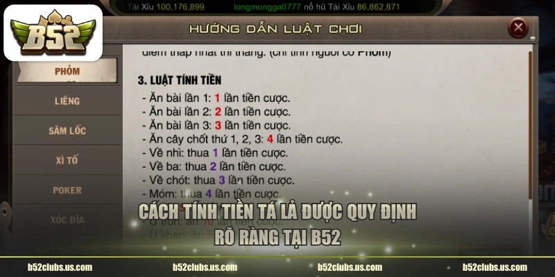 Cách tính tiền tá lả được quy định rõ ràng tại B52