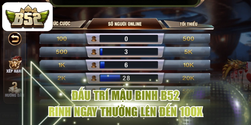 Đấu Trí Mậu Binh B52, Rinh Ngay Thưởng Lên Đến 100X