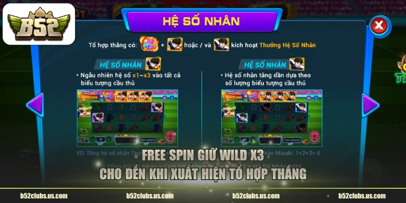 Free Spin giữ Wild x3 cho đến khi xuất hiện tổ hợp thắng