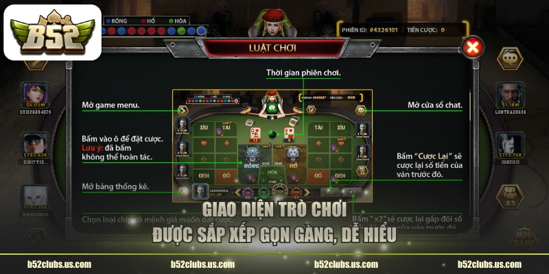 Giao diện trò chơi được sắp xếp gọn gàng, dễ hiểu