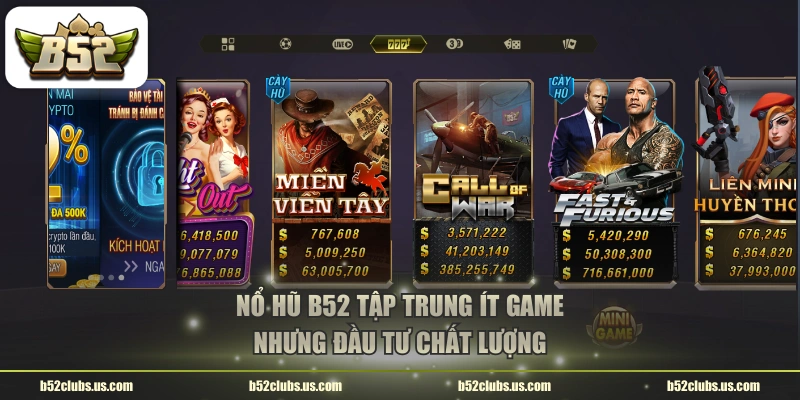 Nổ Hũ B52 tập trung ít game nhưng đầu tư chất lượng